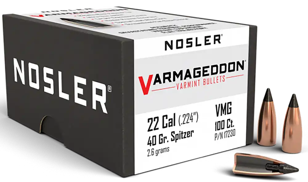 Nosler Varmageddon .22 Cal 40gr Flat Base Tipped Bullets - 100 Count