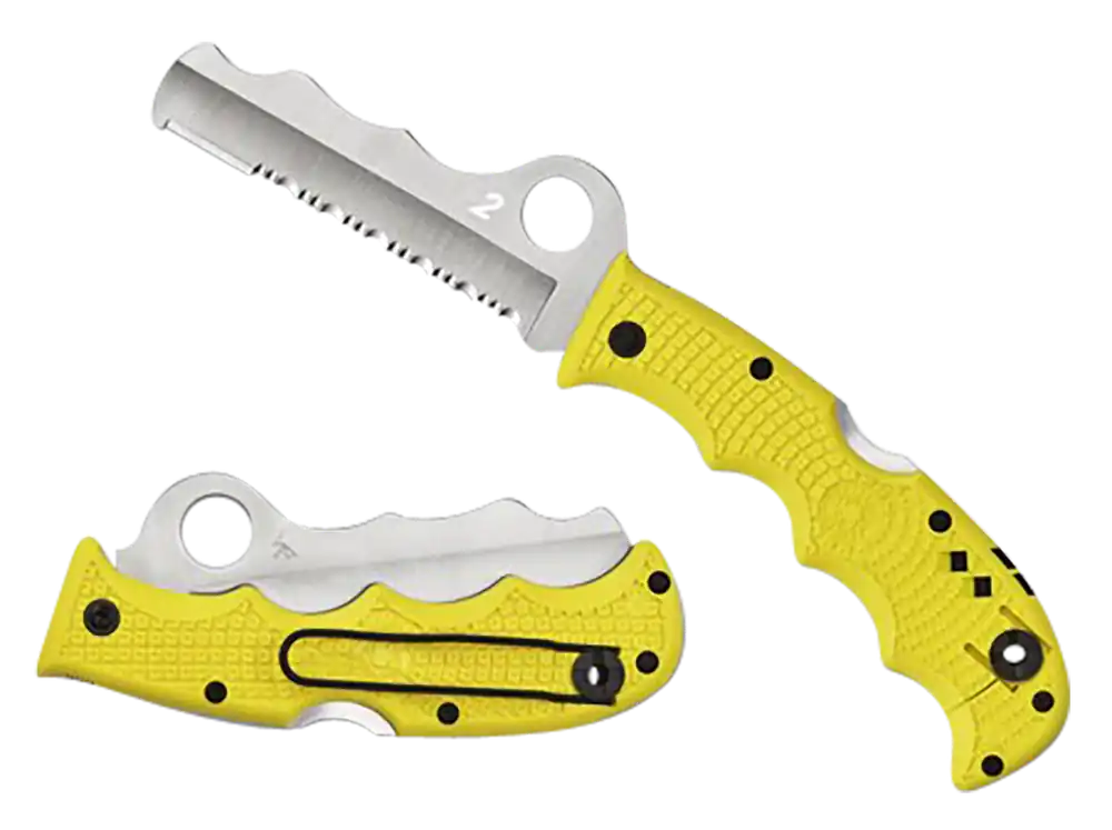Spyderco Assist Salt Lightweight Folding Knife with Part Serrated H2 Steel Blade and Yellow FRN Handle