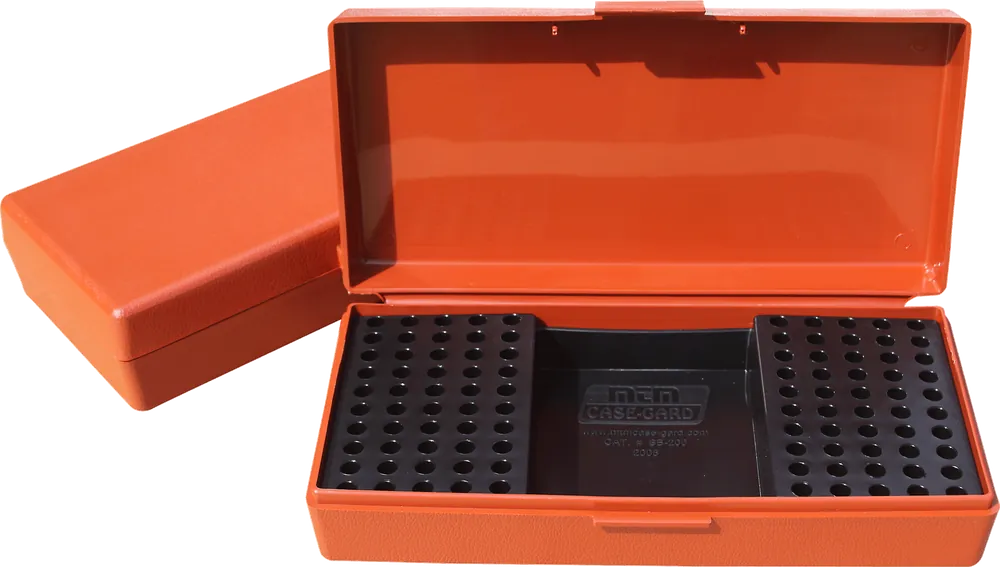 MTM Case-Gard SB-200 Multi-Caliber Rimfire Rifle Ammo Box - Rust Polypropylene, 100-250 Rounds