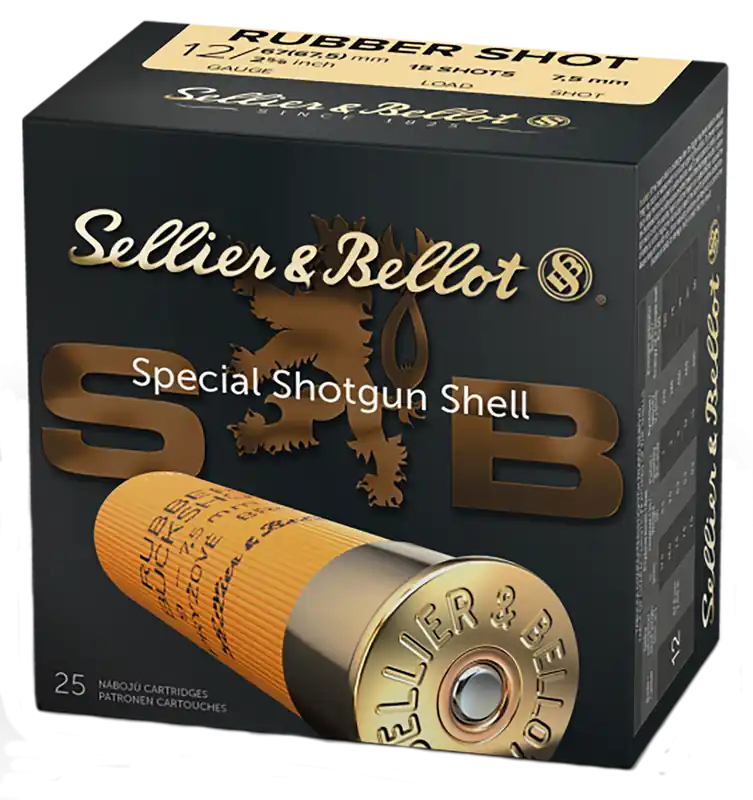 Sellier & Bellot 12 Gauge Rubber Pellets Shotgun Ammo - 25 Box/10 Case