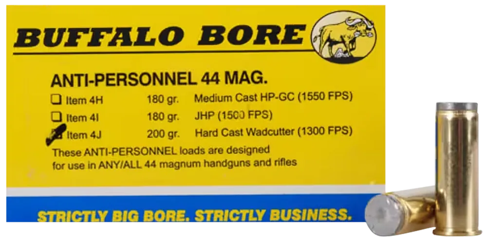 Buffalo Bore 44 Rem Mag 200gr Hard Cast Wadcutter Ammo - 20/Box
