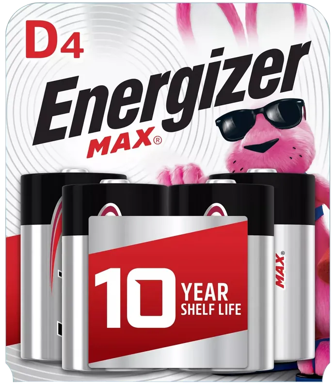 Energizer MAX D Alkaline Batteries 1.5V, 12-Pack (4 per Pack) - Black & Silver
