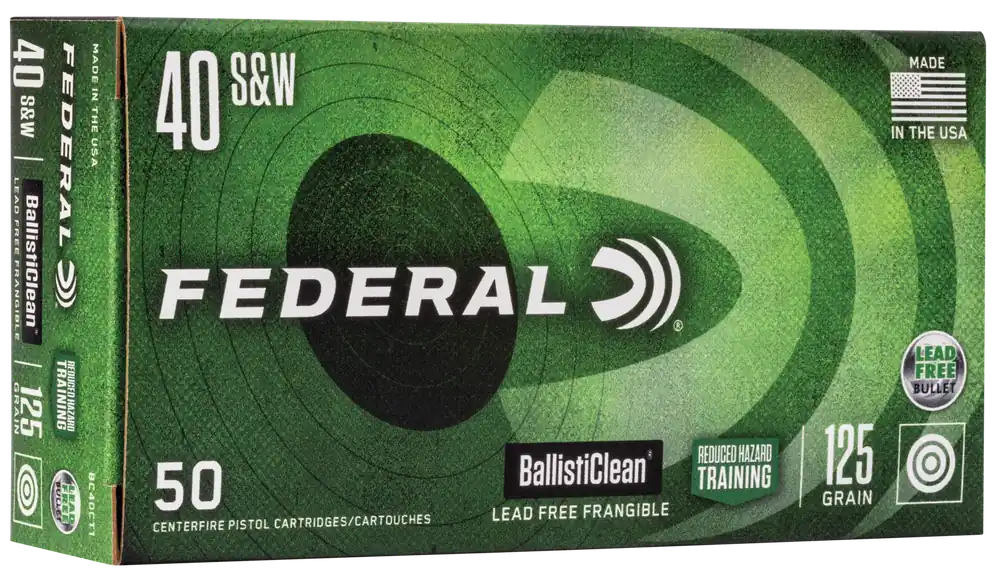 Federal BC40CT1 BallistiClean 40S&W 125gr Lead-Free Frangible Ammo - 50/Box, 20/Case