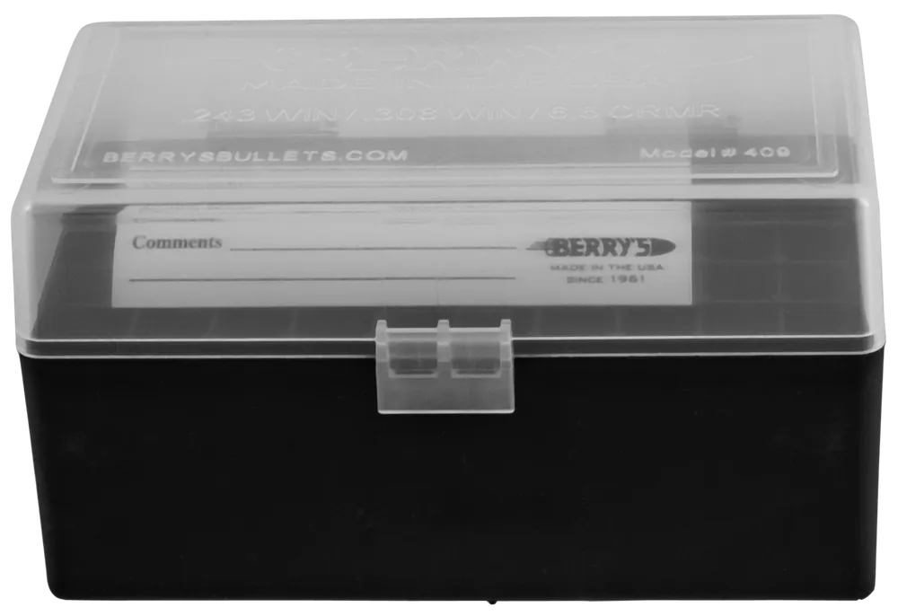Berry's 79314 50-Round Ammo Box for .243/.308 Win - Clear/Black Polypropylene