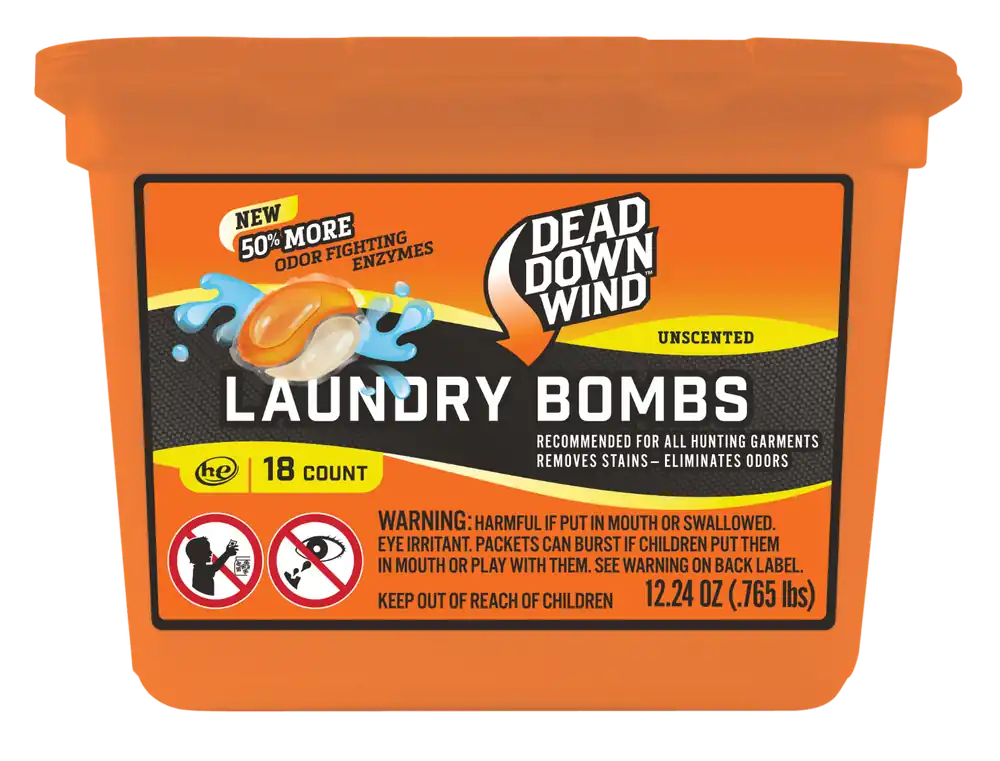 Dead Down Wind Laundry Bombs Odor Eliminator, Unscented, 18 Count, 12.24 oz Tub