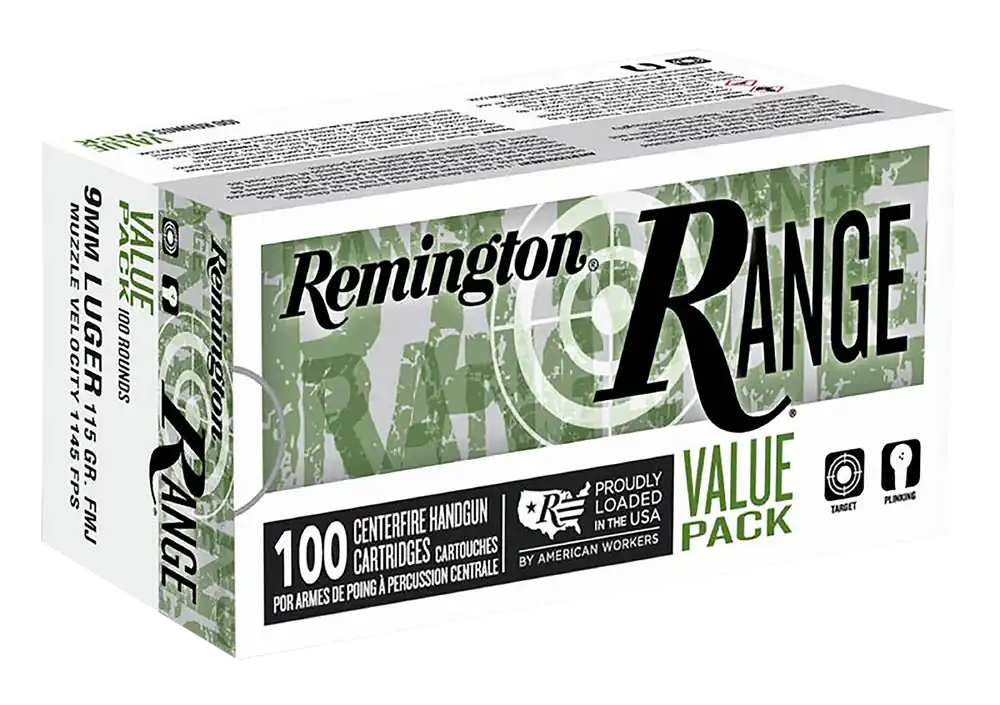 Remington 9mm Luger 115gr FMJ Range Value Pack - 100 Rounds