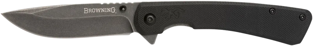 Browning Branded Rock EDC 3" Folding Knife with Black Stonewashed Blade and G10 Handle