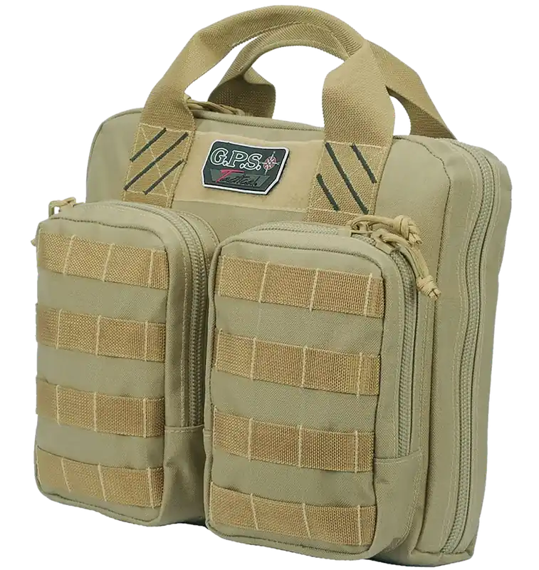 Tactical Double +2 Tan Bag for 4 Handguns - GPS T1411PCT 1000D Nylon with Teflon Coating