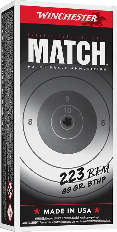 Winchester Ammo S223M2 Match .223 Rem 69gr Sierra MatchKing BTHP 20/Box 10/Case