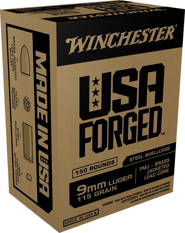 Winchester USA Forged 9mm Luger 115gr FMJ Ammo - 150 Rounds