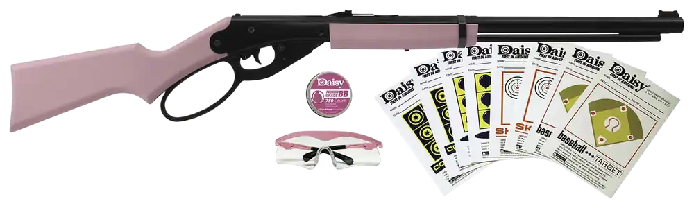 Daisy 994999403 Carbine Fun Kit: Pink Synthetic, 177 BB, 350 FPS, Includes Glasses, Ammo & Target