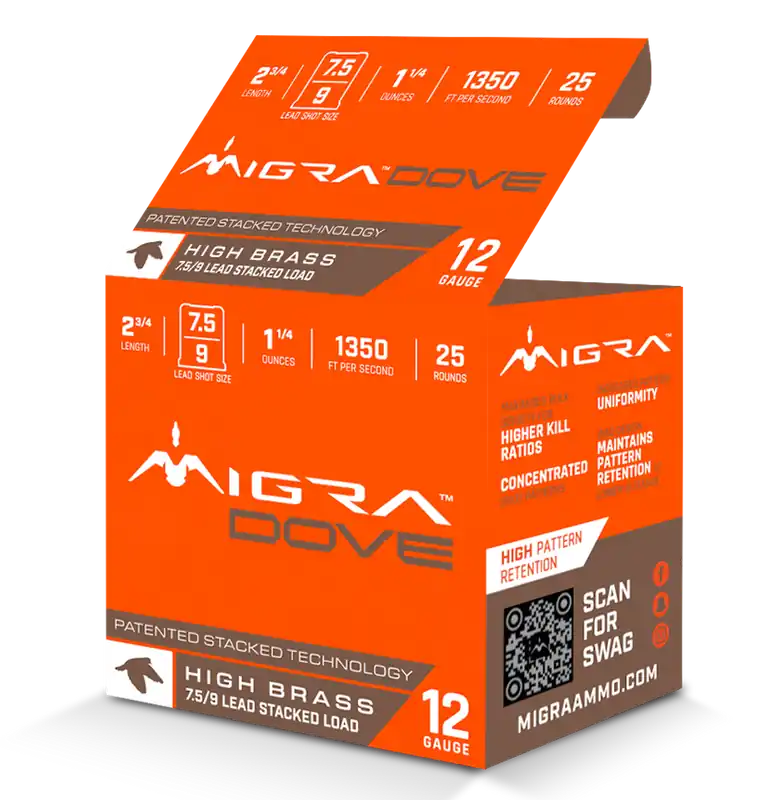 Migra Ammunitions Dove 12 Gauge Shotgun Shells - 25 Box/10 Case