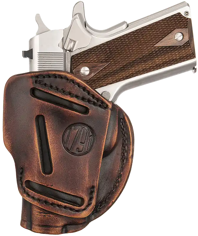 Versatile 1791 Gunleather 3-Way Holster for 1911 3-4" - Vintage Leather, Ambidextrous Use