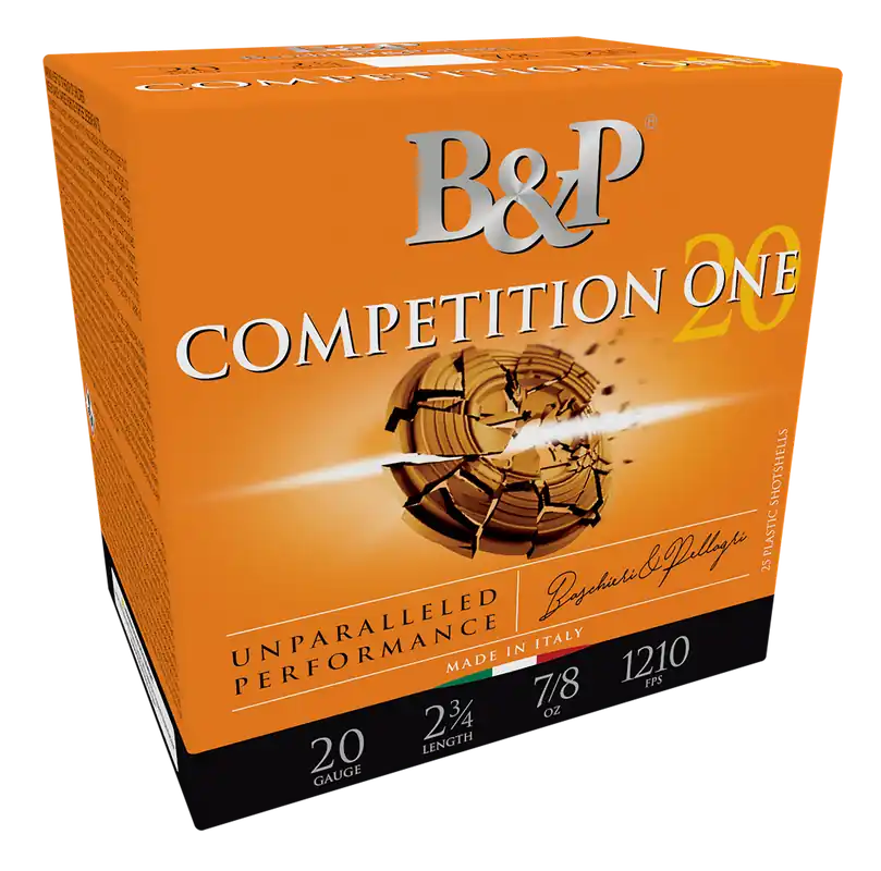 B&P Competition ONE 20 Gauge 2.75" 7/8 oz #8 Shot - 25 Rounds Per Box, 10 Boxes Per Case