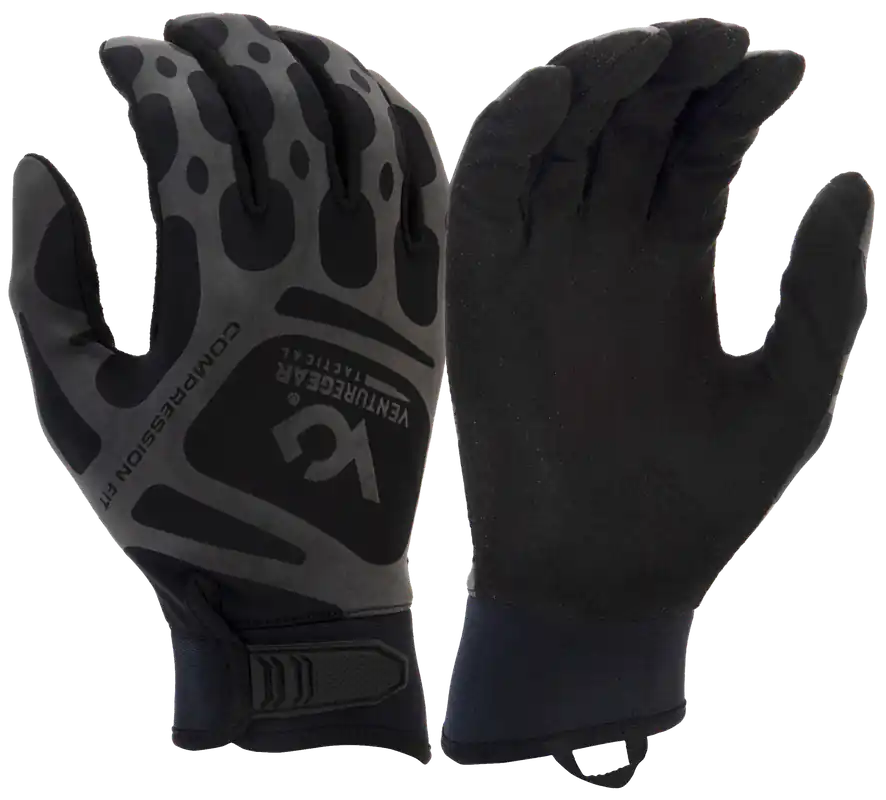 Pyramex VGTG10BX2 XXL Black Synthetic Leather Compression Training Gloves with Hook & Loop Closure