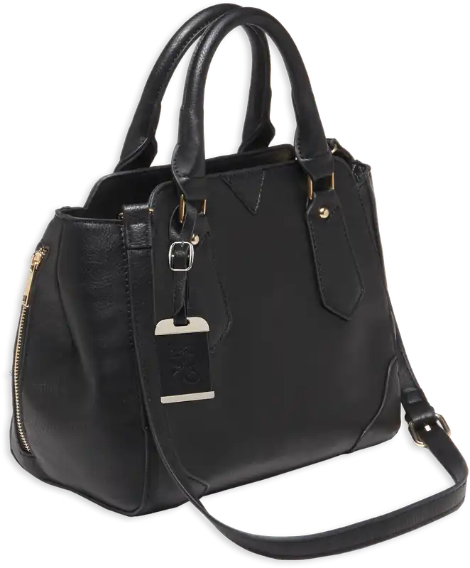 Bulldog BDP020 Black Leather Satchel Purse with Holster for Small Firearms - Ambidextrous Use