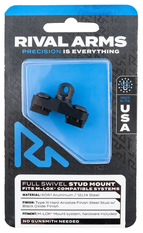 Rival Arms Full Swivel Stud Mount for M-LOK System - Black Aluminum & Steel