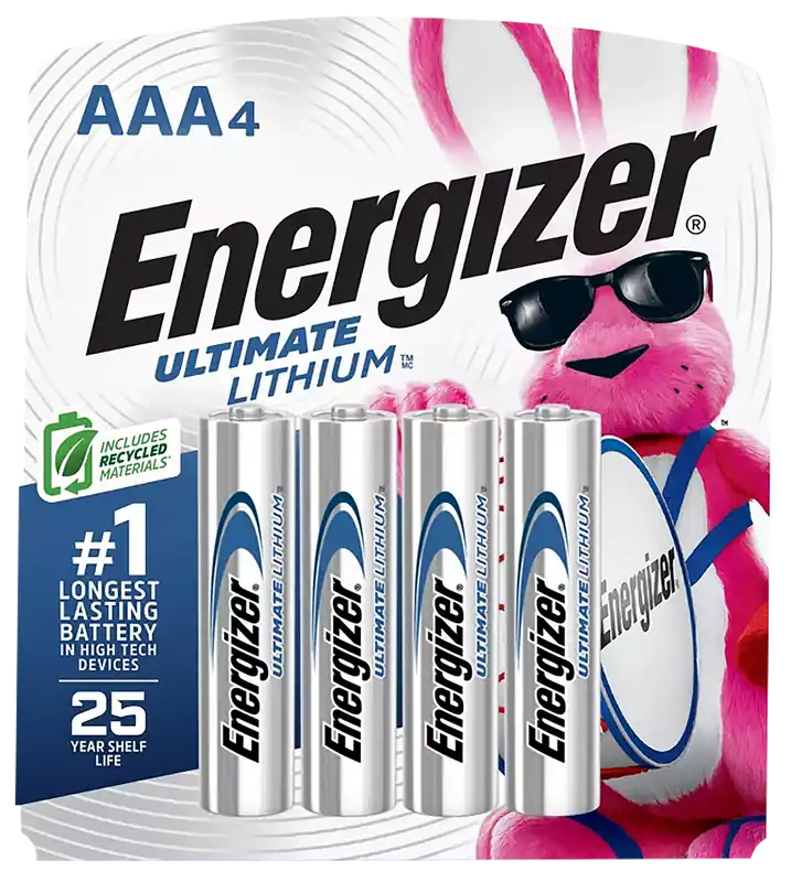 Energizer AAA Ultimate Lithium Batteries, 1.5V, Pack of 4