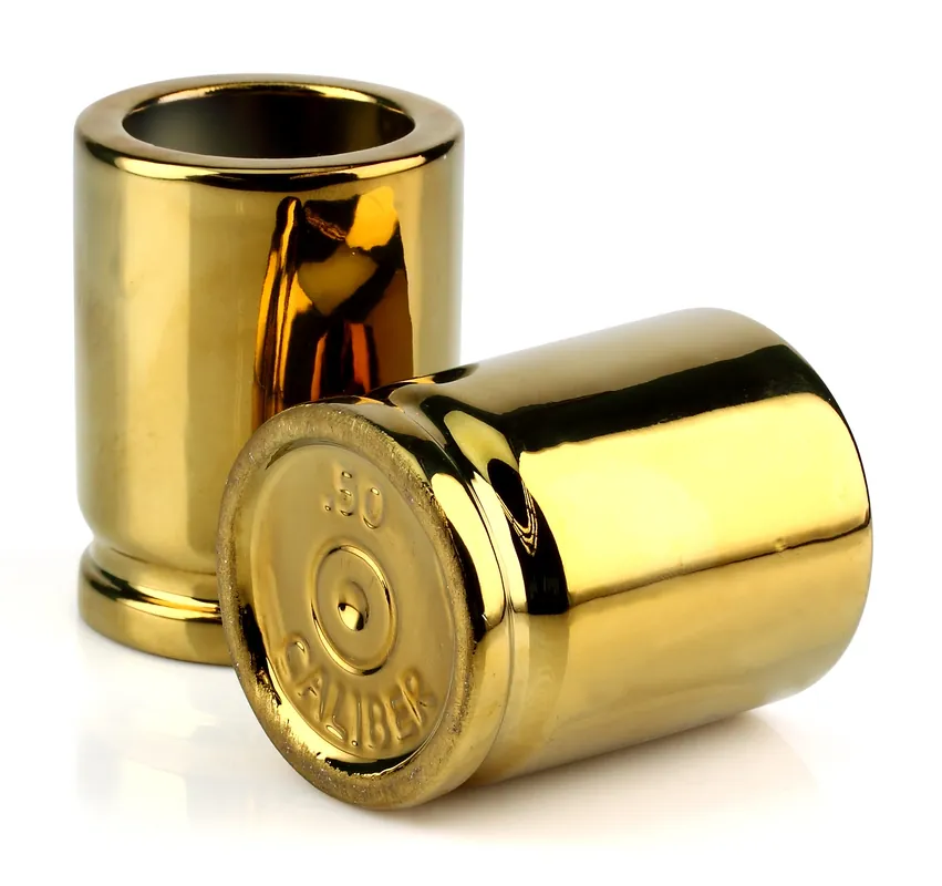 Gold Ceramic Shot Glasses - Caliber Gourmet CBGSG1002 (1 Pair)