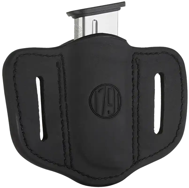 1791 Gunleather Single Mag Holster Stealth Black Leather Belt Slide for Single Stack Ambidextrous