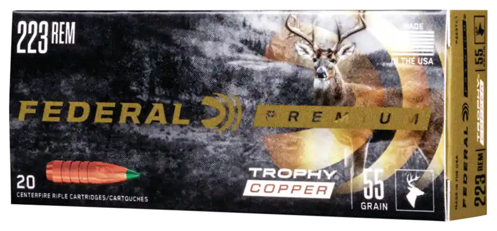 Federal Premium .223 Rem 55gr Trophy Copper Ammo - 20 Rounds/Box, 10 Boxes/Case