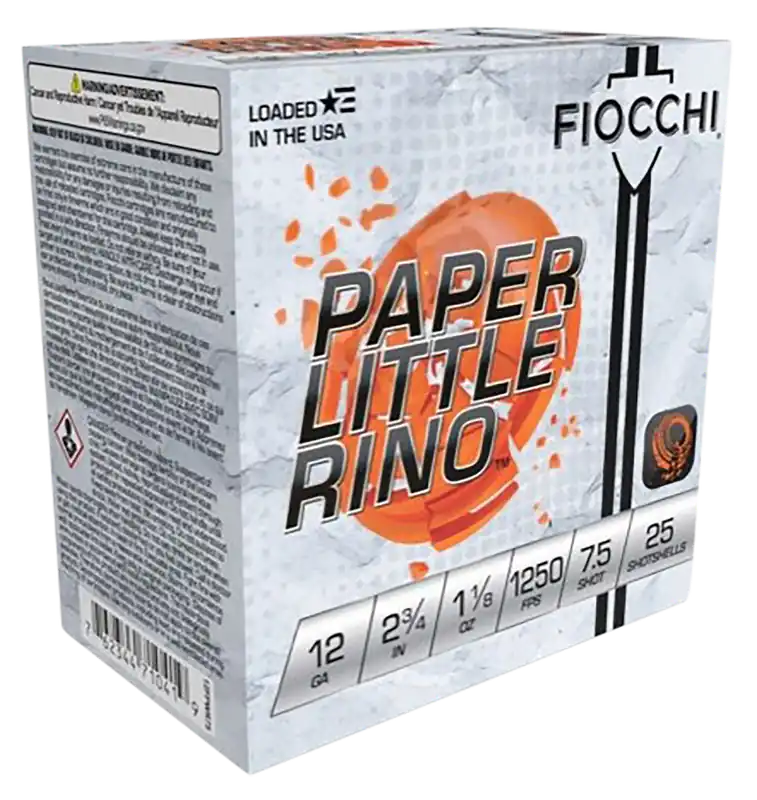 Fiocchi 12FPWR75 Paper Little Rino Extrema 12Gauge 2.75" 1 1/8oz 7.5Shot 25 Per Box/10 Case