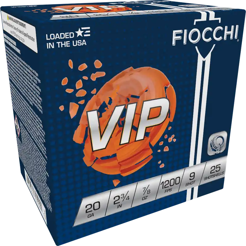 Fiocchi Exacta Target VIP 20 Gauge 2.75" 7/8oz #9 Shot - 25 Rounds Per Box