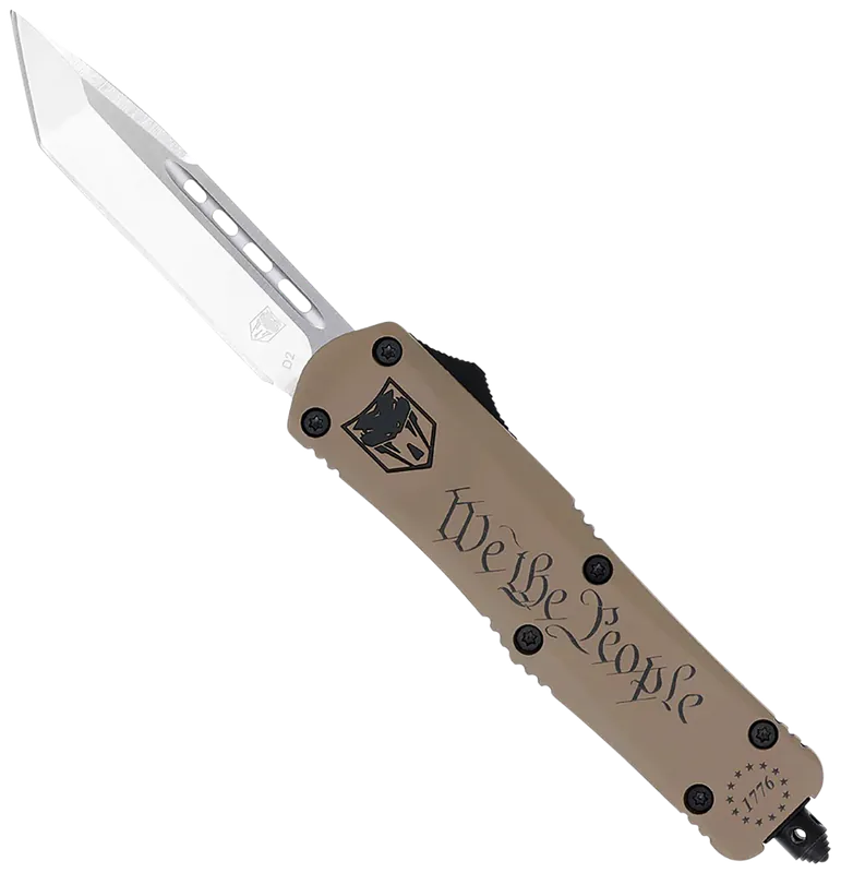 CobraTec FS-3 We The People OTF Tanto Knife with Tan Aluminum Handle