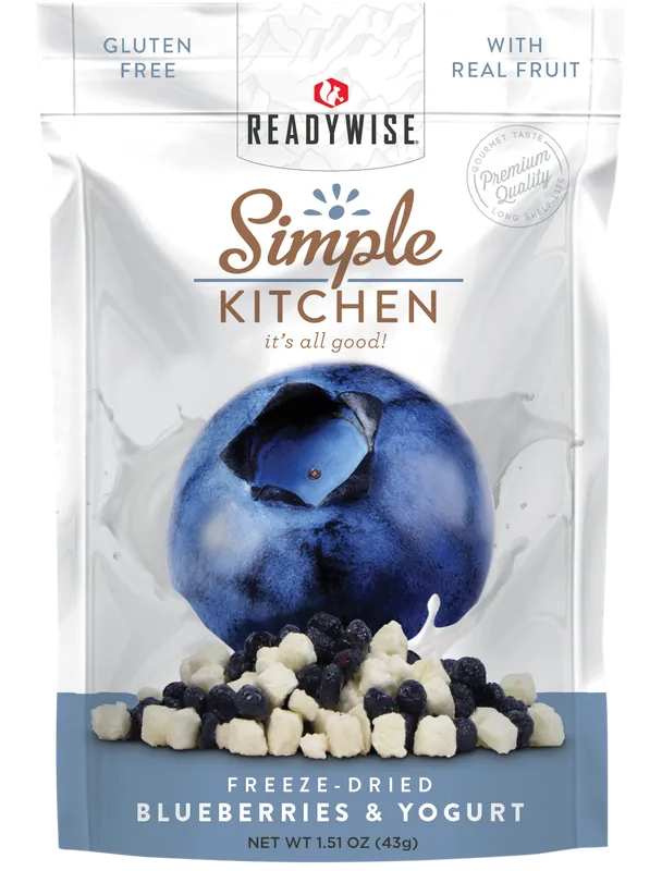 ReadyWise Simple Kitchen Freeze-Dried Blueberries & Yogurt Pouches - 6 Pack