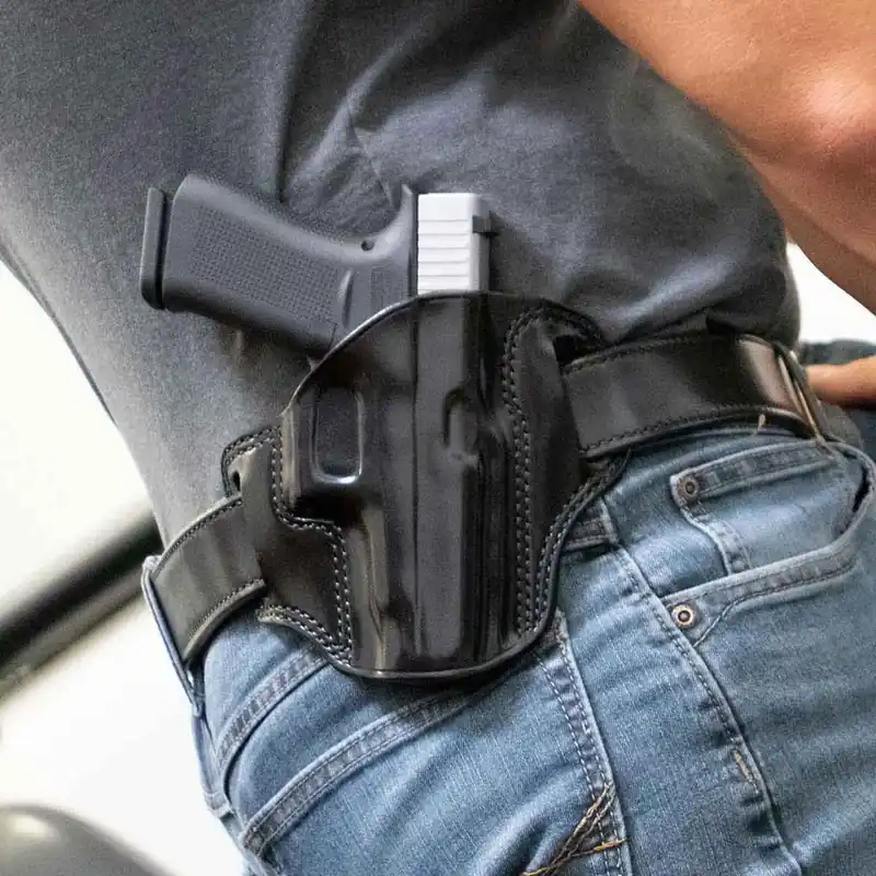 Galco CM876B Combat Master OWB Black Leather Holster for Springfield Hellcat Pro - Right Handed