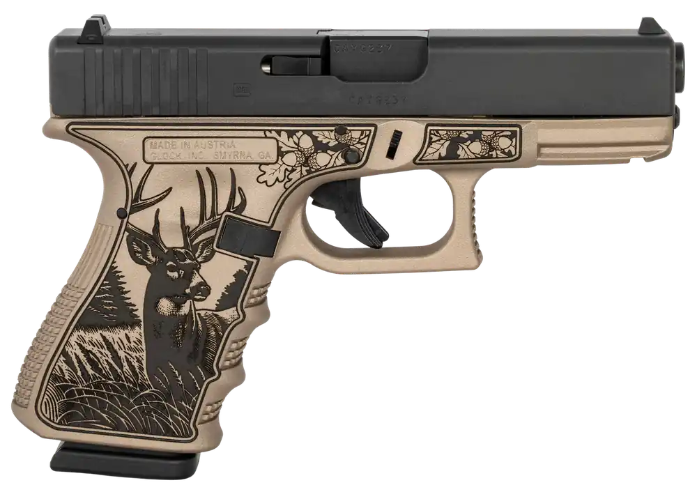 Glock G19 Gen3 9mm Compact with Trophy Buck Cerakote Frame and Picatinny Rail