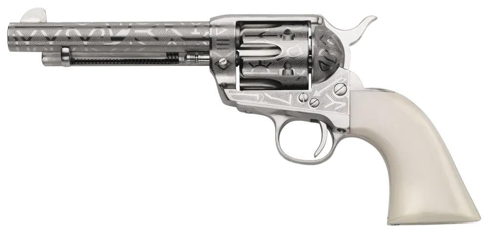 Taylors & Company 1873 Cattle Brand .357 Mag Revolver, 5.5" Barrel, Nickel-Plated, Engraved Finish, Ivory Grip