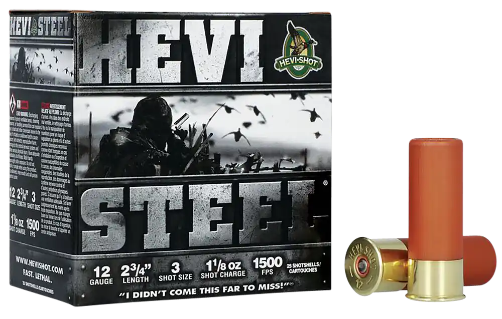 HEVI-Shot HS61223 HEVI-Steel 12Gauge 2.75" 1 1/8oz 3Shot 25 Per Box/10 Case