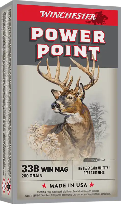 Winchester Ammo X3381 Power-Point .338 Win Mag 200gr, 20 Rounds per Box, 10 Boxes per Case