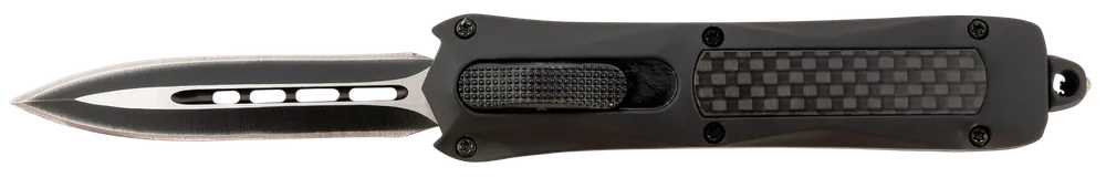 Steel River Knives Spartan Mini OTF Dagger with Black/Silver Blade and Carbon Fiber Inlay Handle