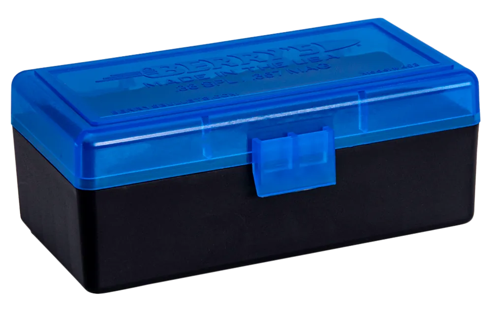 Berry's 36713 50-Round Ammo Box for .38 Special/.357 Magnum - Blue/Black Polypropylene
