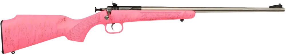 Crickett KSA2441 Gen2 Youth .22 LR Single Shot Rifle, Stainless/Pink Gold Webbing