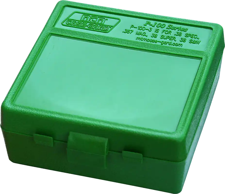 MTM Case-Gard P100310 Multi-Caliber Ammo Box - 100 Round Capacity, Green Polypropylene Flip-Top