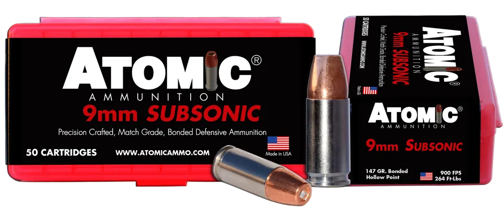 Atomic Ammunition 9mm Luger Subsonic 147gr Bonded Match HP 50/Box