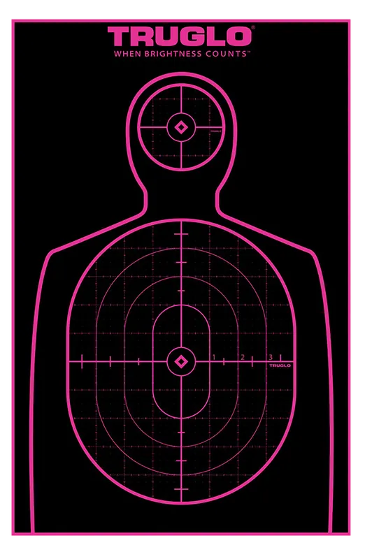 TruGlo Tru-See 12"x18" Self-Adhesive Handgun Targets - Black/Pink Silhouette, 12 Pack