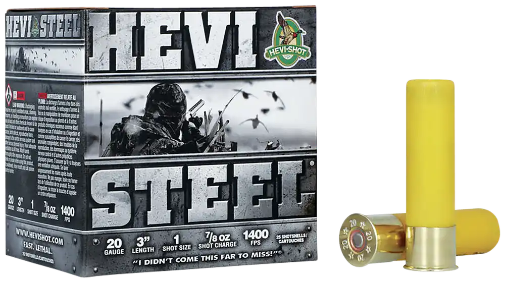 HEVI-Shot HS62001 20 Gauge Steel Shot 3" 7/8oz #1, 25 Rounds per Box