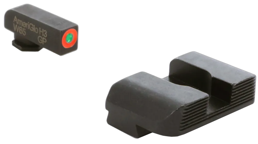 AmeriGlo GL434 Glock Sight Set: Green Tritium Front & Black Serrated Rear
