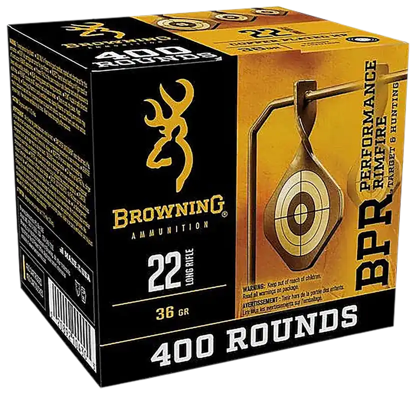 Browning Ammo 22LR 36gr Plated Hollow Point - 400 Rounds per Box, 4 Boxes per Case