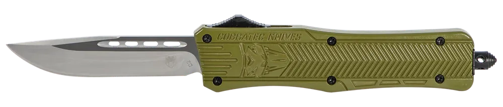 CobraTec CTK-1 Medium OTF Knife with D2 Steel Blade and OD Green Handle
