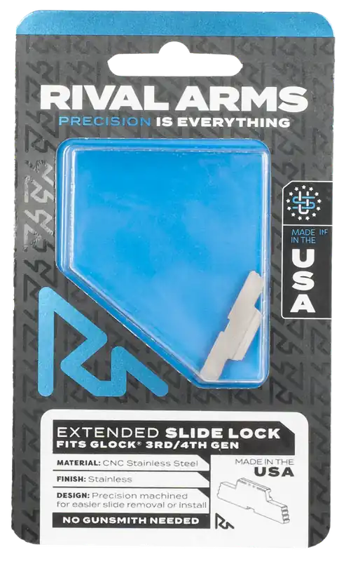 Extended Stainless Steel Slide Lock for Glock Gen3-4 by Rival Arms RA80G001D