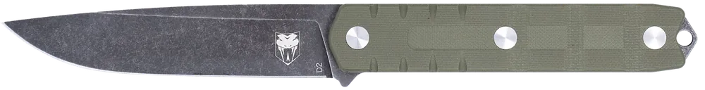 CobraTec Outdoor Warrior Fixed Blade Knife with Stonewashed D2 Steel and OD Green G10 Handle