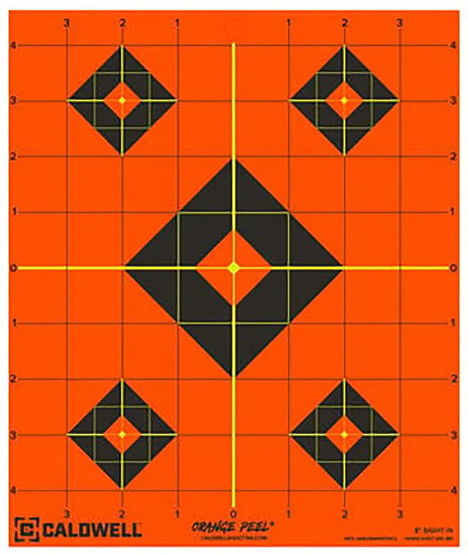 Caldwell 1166103 Black/Orange 8" Diamond Self-Adhesive Paper, 25 Pack