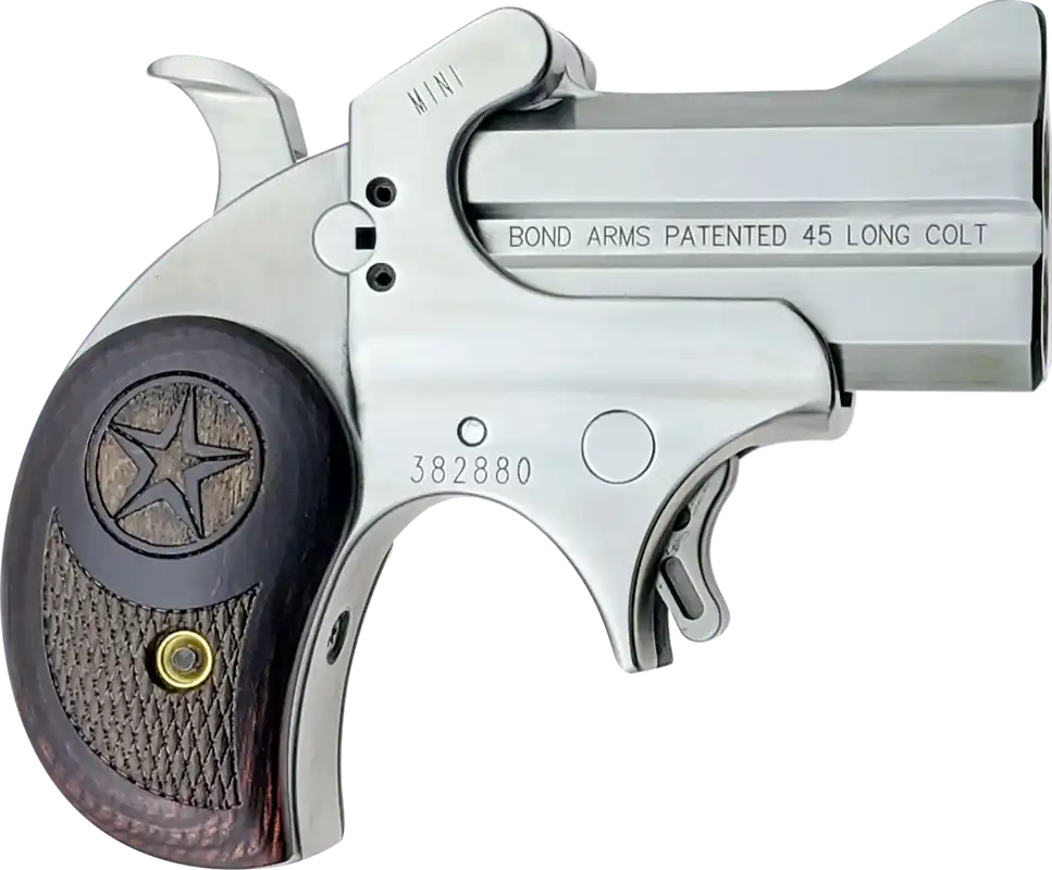 Bond Arms BAM Mini Original 45 Colt Stainless Steel Double Barrel Pistol with Rosewood Grips