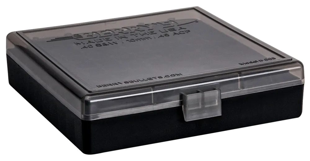 Berry's 92199 100-Round Ammo Box for 40S&W/45ACP - Smoke/Black Polypropylene