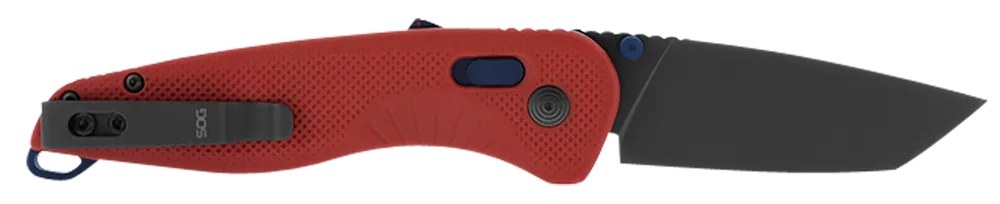 SOG Aegis AT Folding Tanto Knife with Red and Indigo Handle